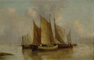 THOMAS EDWARD WATERS (19TH-20TH CENTURY) - FISHING BOATS OFF SUNDERLAND POINT, LANCASTER