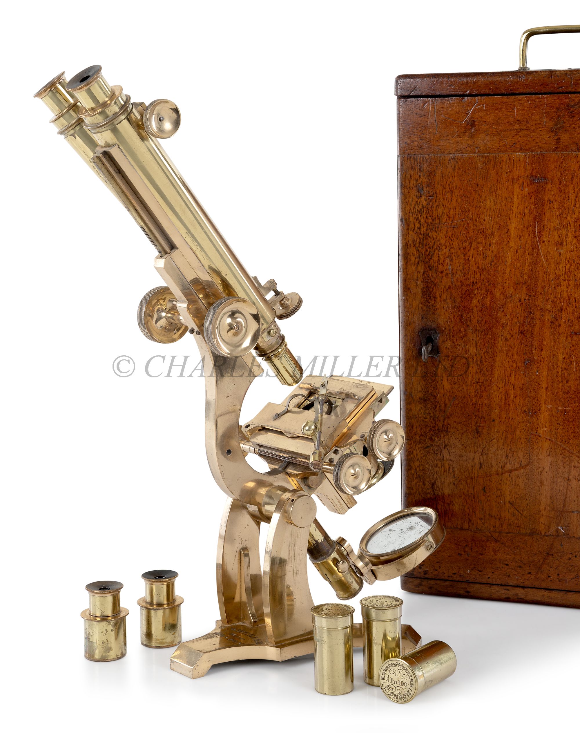 A FINE BINOCULAR MICROSCOPE BY EDMUND WHEELER, LONDON, CIRCA 1870