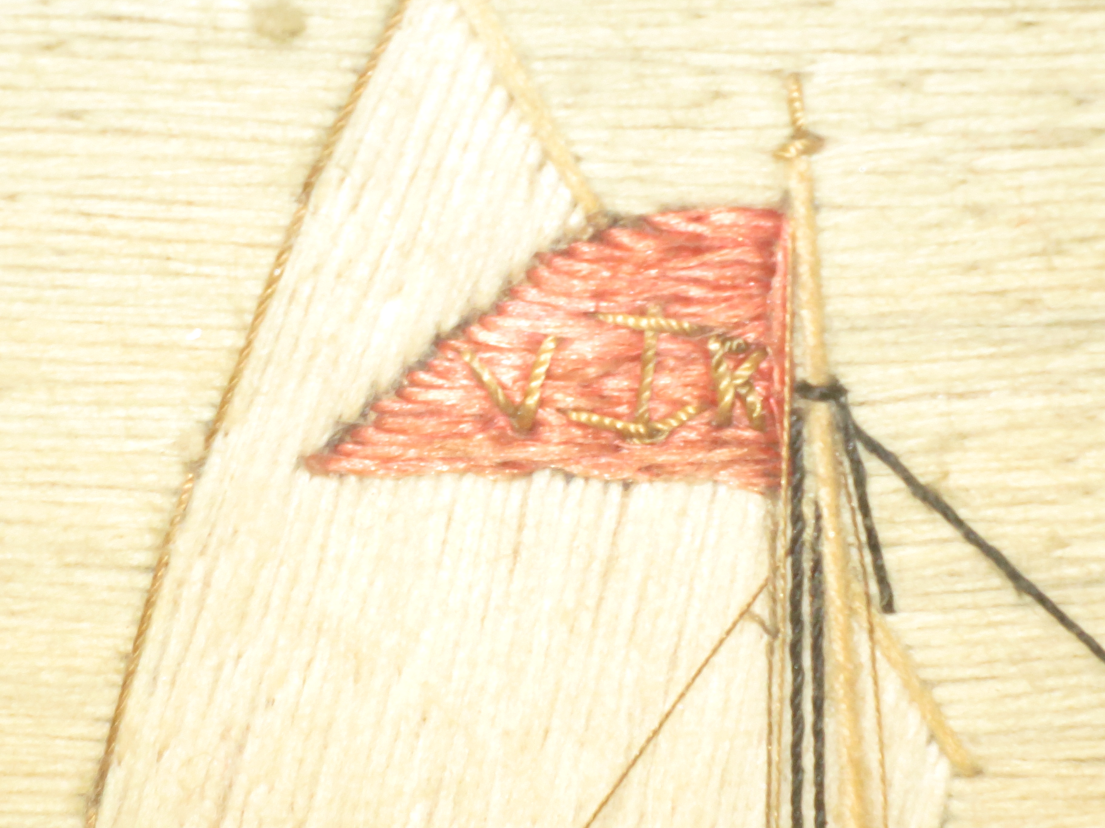 A RARE PAIR OF WOOLWORKS FOR A SCHOONER YACHT OF THE ROYAL VICTORIA YACHT CLUB, CIRCA 1880 - Image 5 of 6