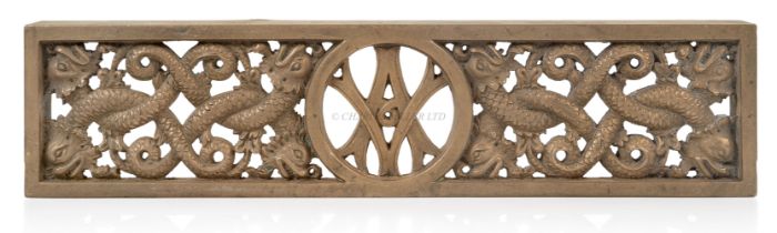 A DECORATIVE CAST BRASS GRILL FROM THE ROYAL YACHT 'VICTORIA AND ALBERT'