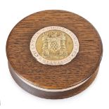 A FINE GOLD-MOUNTED TABLE SNUFF BOX MADE OF TREEN FROM THE 1819 AND 1824 NORTHWEST PASSAGE