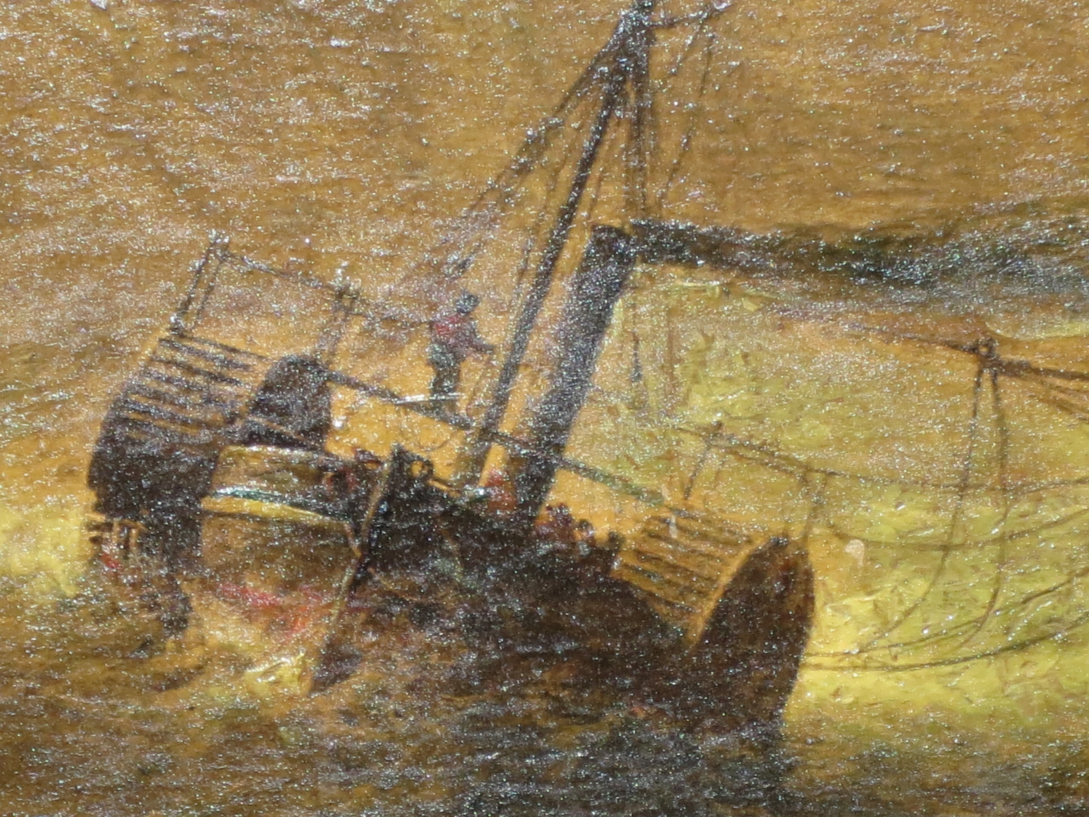 ENGLISH SCHOOL (MID 19TH CENTURY) - A PADDLE TUG TOWING A WRECK OFF WHITBY ABBEY; A SHIP IN - Image 4 of 8