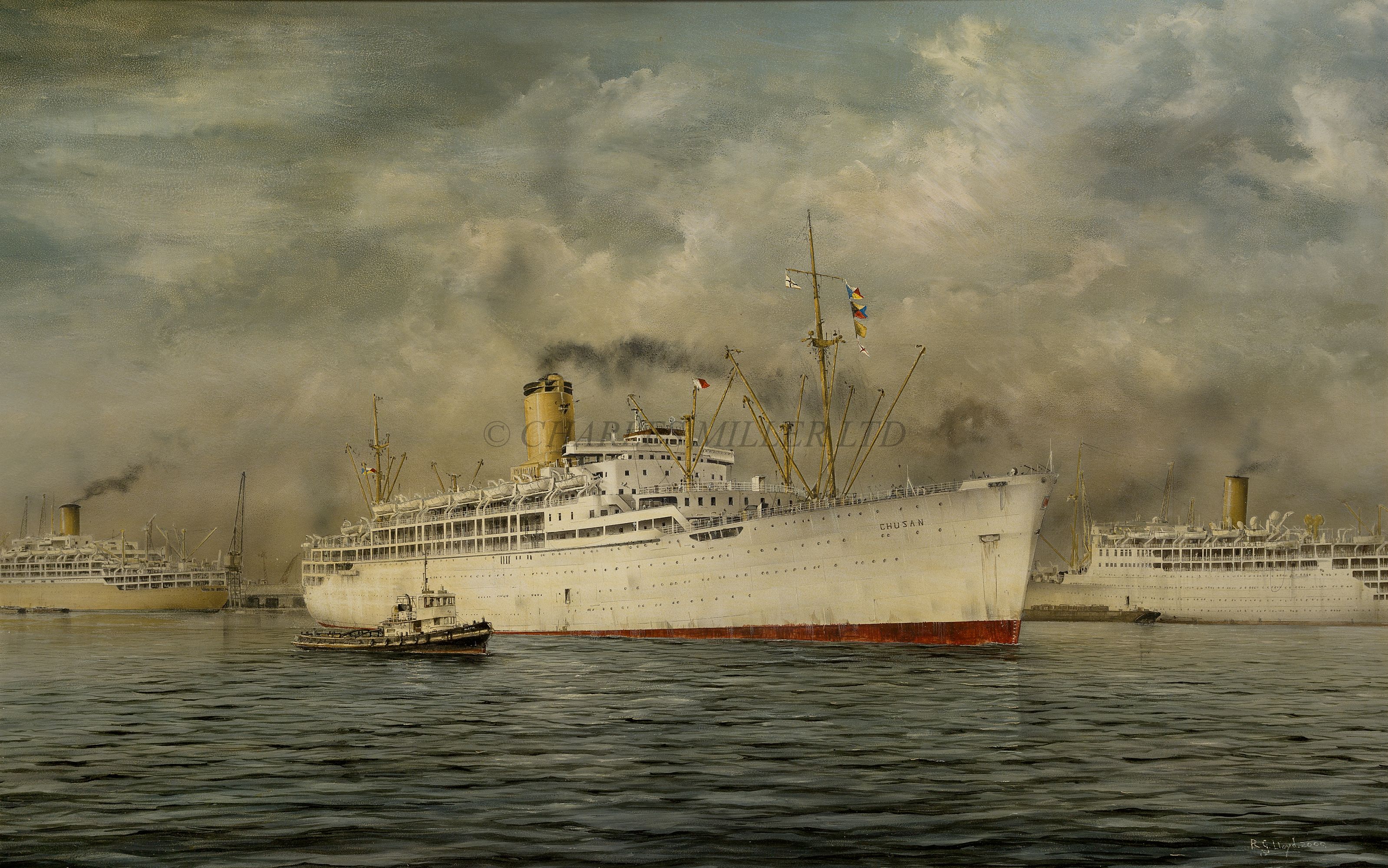 δ ROBERT G. LLOYD (BRITISH, B. 1969) - THE P&O LINER S.S. 'CHUSAN' PICTURED IN THE RIVER THAMES OFF