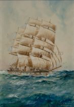 WILLIAM MINSHALL BIRCHALL (BRITISH, USA, 1884-1941) - A SHIP OF THE EIGHTIES