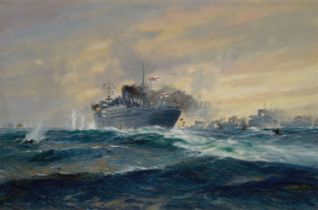 δ FRANK HENRY MASON (BRITISH, 1876-1965) - SELF SACRIFICE: H.M.S. 'JERVIS BAY' IN ACTION WITH S.M.S.