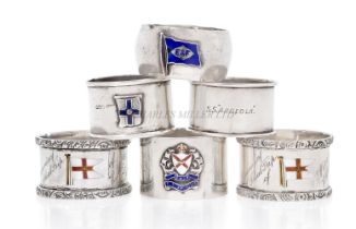 SIX SILVER SHIPPING COMPANY NAPKIN RINGS