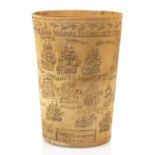 RARE GEORGE III HORN BEAKER COMMEMORATING THE BATTLE OF THE NILE BY NATHANIEL SPILMAN OF YARMOUTH,