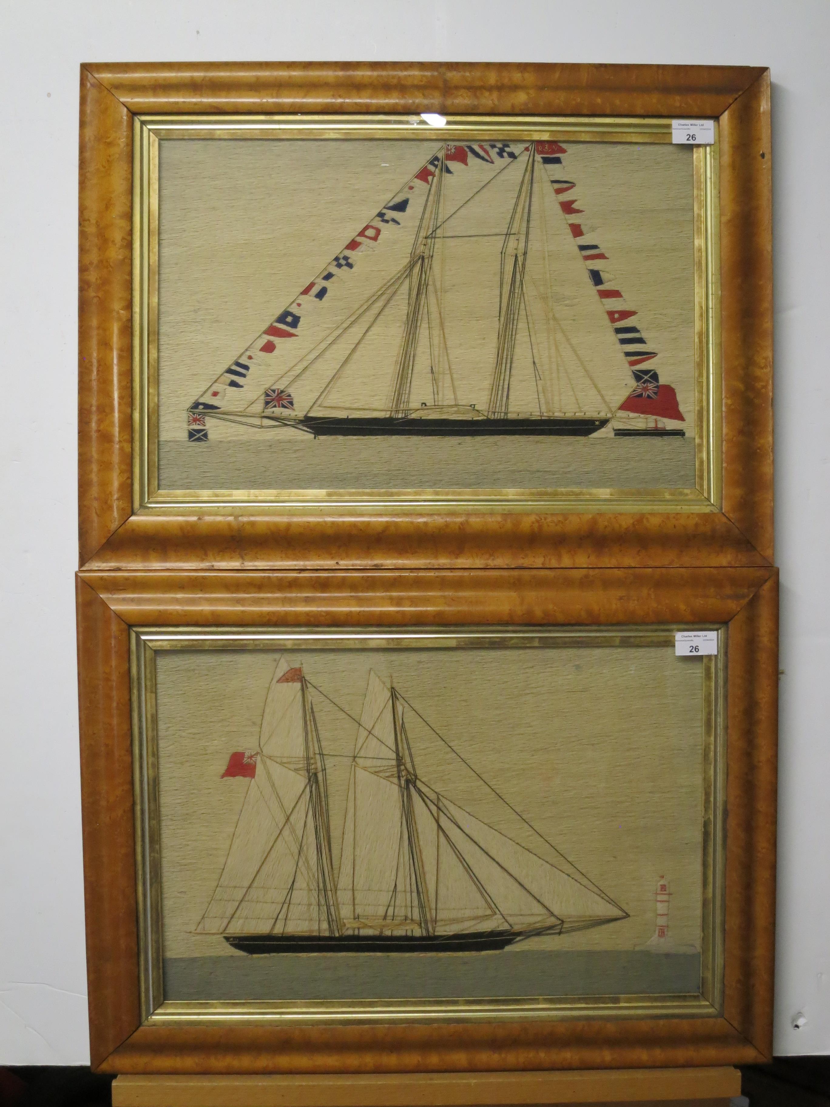 A RARE PAIR OF WOOLWORKS FOR A SCHOONER YACHT OF THE ROYAL VICTORIA YACHT CLUB, CIRCA 1880 - Image 3 of 6