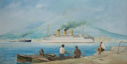 δ ROBERT TAYLOR (BRITISH, 1946-2024) - THE 'EMPRESS OF INDIA' PASSING THE BAY OF NAPLES