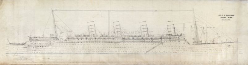 A SET OF DRAUGHTSMAN OFFICE PLANS FOR R.M.S. 'AQUITANIA', JOHN BROWN & CO., CIRCA 1913