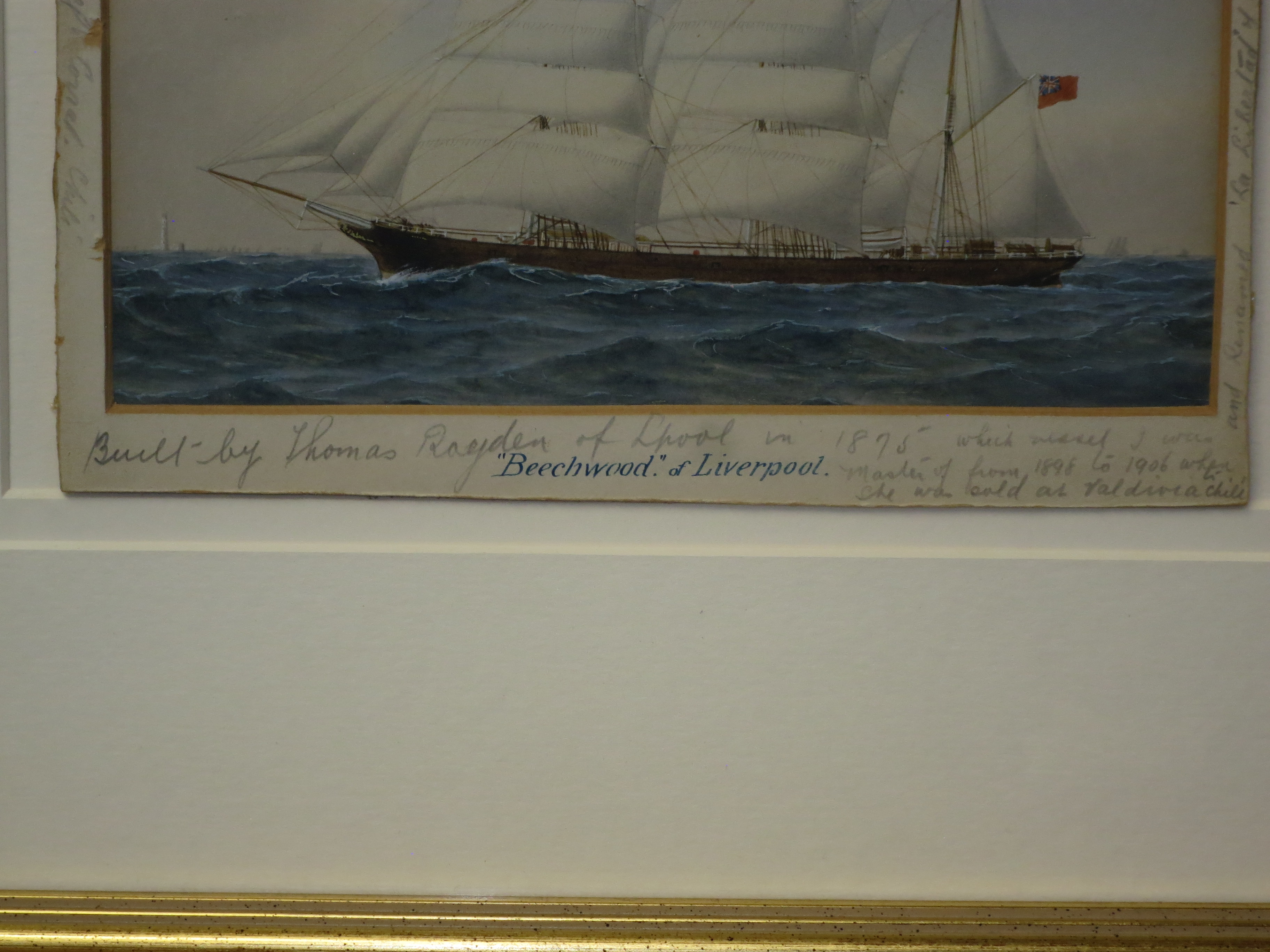 ENGLISH SCHOOL (CIRCA 1890) - STUDY OF THE BARQUE BEECHWOOD - Image 3 of 9