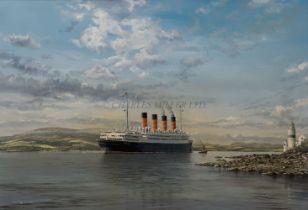 R.M.S. 'AQUITANIA' PASSING CLOCH POINT LIGHTHOUSE ON HER FINAL VOYAGE, 21ST FEBRUARY 1950