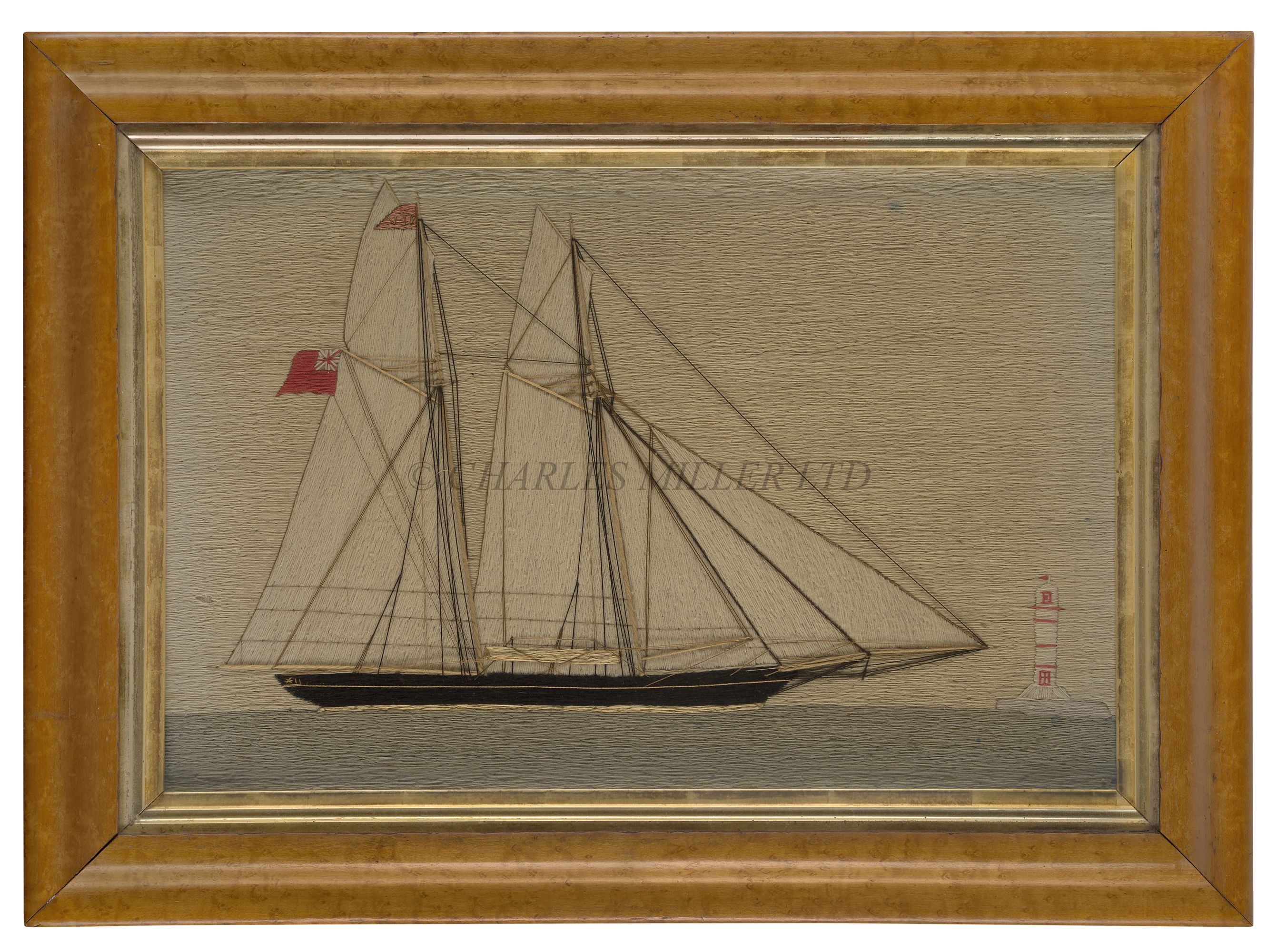 A RARE PAIR OF WOOLWORKS FOR A SCHOONER YACHT OF THE ROYAL VICTORIA YACHT CLUB, CIRCA 1880 - Image 2 of 6