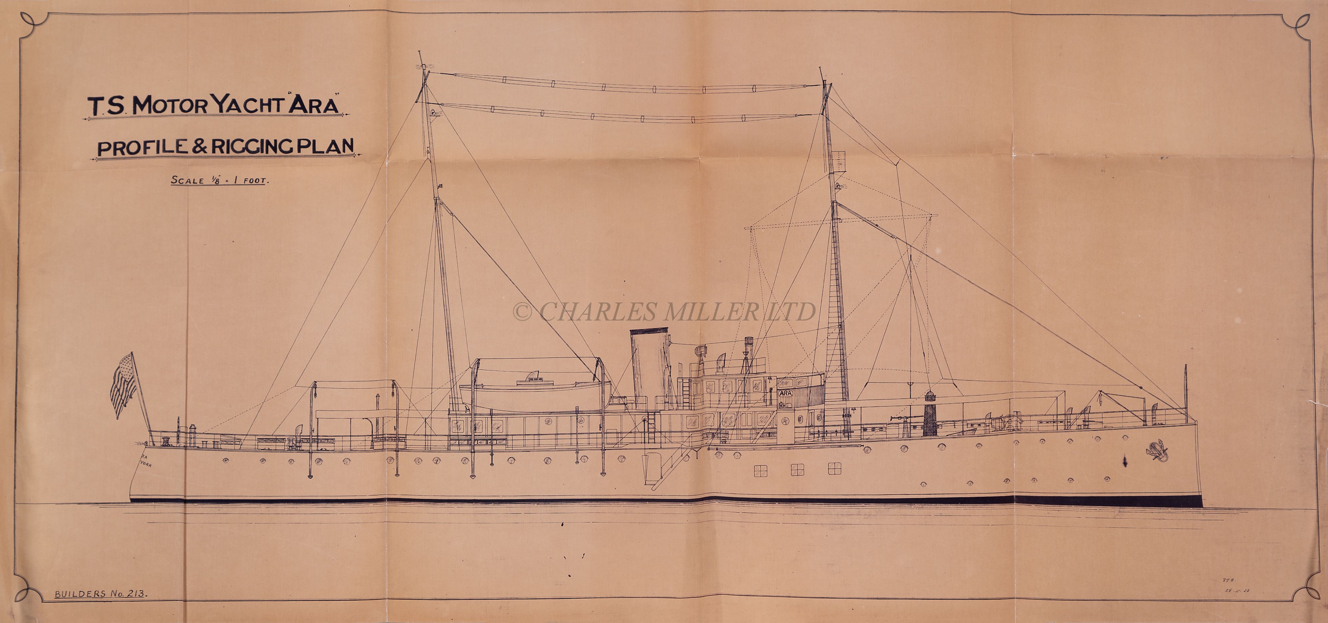 A BUILDER'S HALF MODEL FOR THE TURBINE STEAM MOTOR YACHT 'ARA' DESIGNED AND BUILT BY CAMPER & - Image 2 of 2