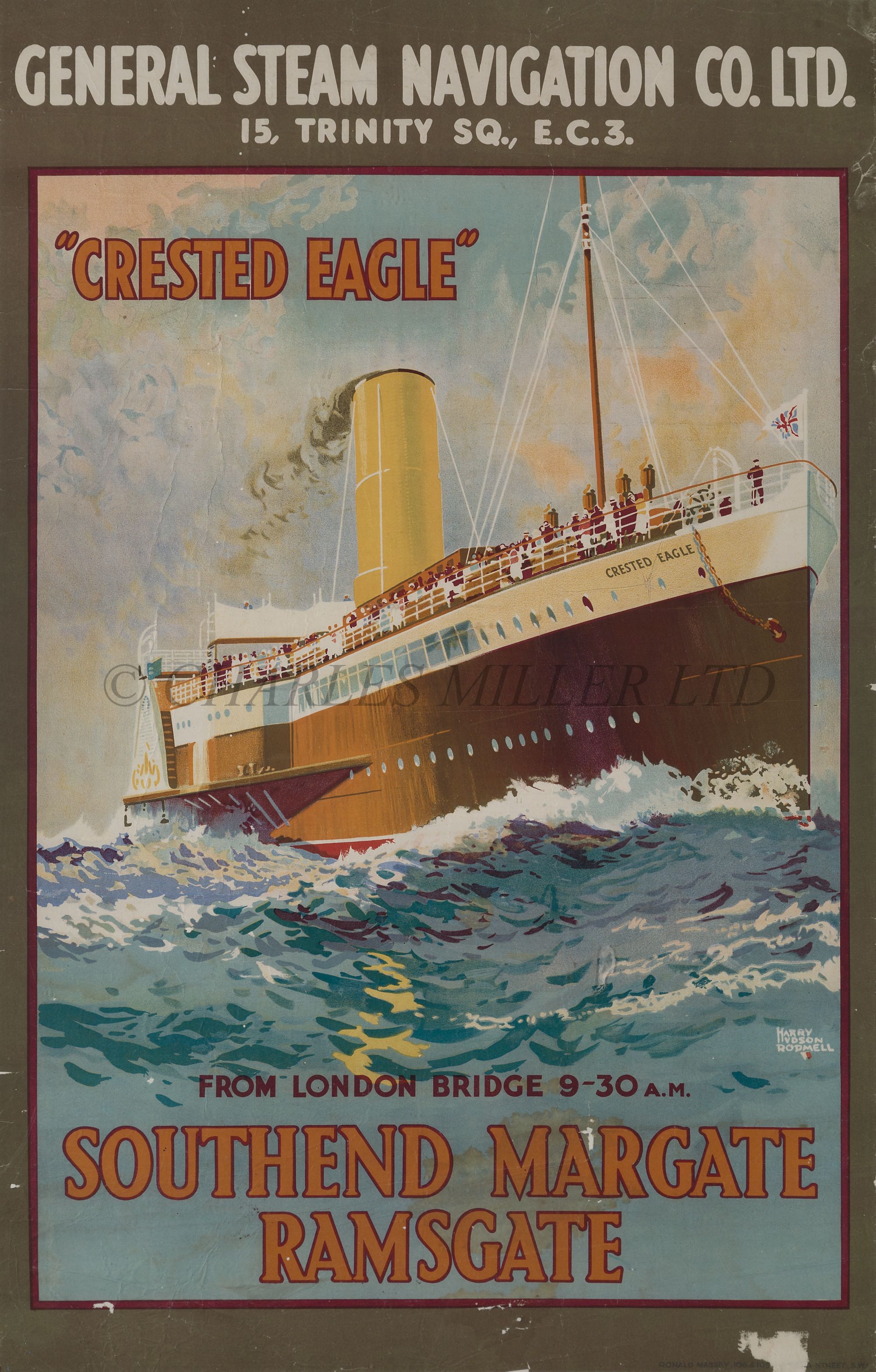 AN ADVERTISING POSTER FOR THE GENERAL STEAM NAVIGATION CO. 'CRESTED EAGLE', CIRCA 1935