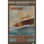 AN ADVERTISING POSTER FOR THE GENERAL STEAM NAVIGATION CO. 'CRESTED EAGLE', CIRCA 1935