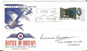 WW2 BOB fighter pilot Norman Ramsay 610 sqn signature fixed to 1965 BOB cover. Single vendor