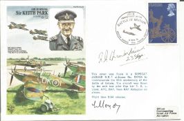 WW2 BOB fighter pilot Joseph Chamberlain 235 sqn signed Keith Park cover. Single vendor Battle of