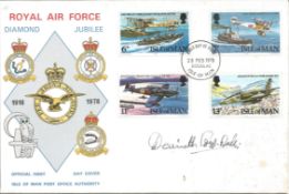 WW2 BOB fighter pilot D Fox-Male signed Isle of Man RAF Diamond Jubilee FDC. Single vendor Battle of