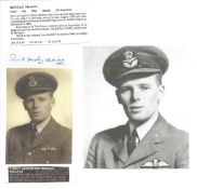 WW2 BOB fighter pilot Ronald MacKay 234 sqn signature piece with biography info fixed to A4 page.
