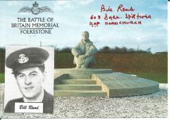 WW2 BOB fighter pilots William Read 603 sqn signed BOB memorial postcard and signed piece with
