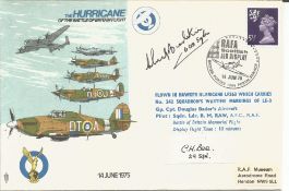 WW2 BOB fighter pilots Ernest Bee 29 sqn, Alan Burdekin 600 sqn signed Hurricanes BBMF cover. Single