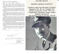WW2 BOB fighter pilot Arthur Wilkinson 501 sqn signature piece with biography info fixed to A4 page.