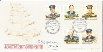 WW2 BOB six fighter pilots signed on 2 covers with biography info fixed to A4 page. Norman