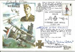 WW2 BOB fighter pilot H Doyle 257 sqn, K Lusty 25 sqn signed W Barker VC cover. Single vendor Battle