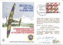 WW2 BOB fighter pilot G L Denholm 603 sqn signed 40th ann BOB cover. Single vendor Battle of Britain