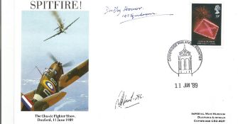 WW2 BOB fighter pilot Dudley Honor 145 sqn signature piece plus Spitfire cover also signed by John