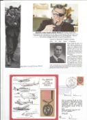 WW2 BOB fighter pilot Donald Stones 79 sqn signed Air Force Medal cover with biography info fixed to