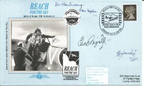WW2 BOB fighter pilots Jerzy Poplawski 111 sqn, D Hookway 234 sqn, C Frizzell 257 sqn signed Reach