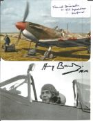 WW2 BOB fighter pilots Harry Broadhurst signed photo and Frank Brinsden signature fixed to