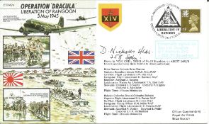 WW2 BOB fighter pilot Douglas Nicholls 258 sqn signed Rangoon 50th ann WW2 cover with biography info