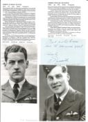 WW2 BOB fighter pilot George Swanwick 54 sqn signature piece with biography info fixed to A4 page.