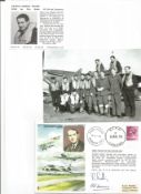 WW2 BOB fighter pilot Arthur Moore 615 sqn signed Sydney Camm cover with biography info fixed to