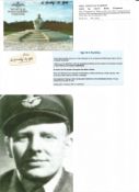 WW2 BOB fighter pilot Noel Harding signed BOB postcard and signature piece with biography info fixed