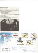 WW2 BOB fighter pilot Cyril Bamberger 610 sqn signed Jersey Aviation FDC with biography info fixed
