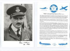 WW2 BOB fighter pilot Peter Hairs 501 sqn signed photo with biography info fixed to A4 page.