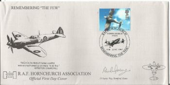 WW2 BOB fighter pilot Paul Farnes 501 sqn signed RAF Hornchurch cover with biography info fixed to