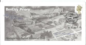 WW2 BOB fighter pilots Leslie Allen 141 sqn, G Aindow signed Bentley Priory cover. Single vendor