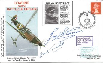 WW2 BOB fighter pilot James Storrar, Frank Twitchett, Donald Isherwood (faded) signed BOB cover.