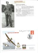 WW2 BOB fighter pilot Thomas Townshend 600 sqn signed BOB cover with biography info fixed to A4