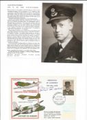 WW2 BOB fighter pilot Alan Murray signed 30th ann VE cover with biography info fixed to A4 page.