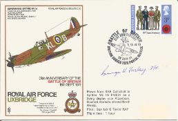 WW2 BOB fighter pilot George Vasley 79 sqn signed Raf Uxbridge Spitfire cover. Single vendor