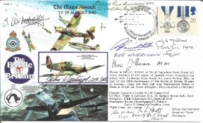 WW2 BOB fighter pilots multiple signed 50th ann BOB cover. Stefan Witorsenc 501 sqn, John Keatings