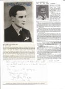 WW2 BOB fighter pilot Alan Page 56 sqn signed photo and signature piece with biography info fixed to