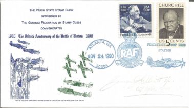 WW2 BOB fighter pilot George Elliott 615 sqn signed 1990 US BOB FDC. Single vendor Battle of Britain