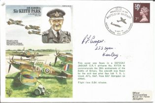 WW2 BOB fighter pilot S F Cooper 233 sqn signed Keith Park cover. Single vendor Battle of Britain